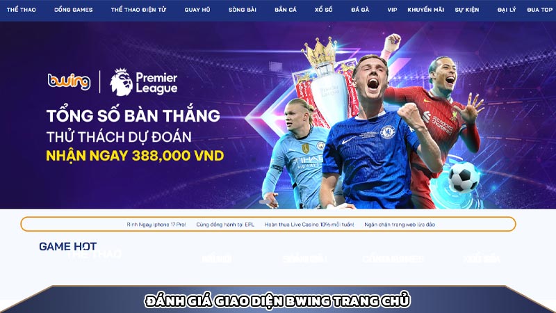Đánh giá giao diện bwing trang chủ